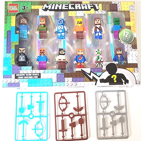 Фигурки LEGO Майнкрафт 12 шт пластик 26х18х4 см разные цвета