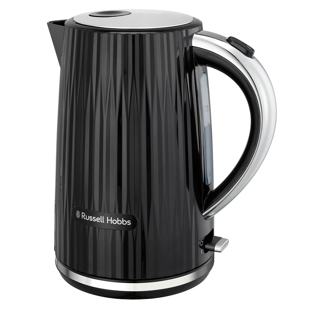 Електрочайник Russell Hobbs Eden, 1.7л, із нержавіючої сталі та пластику, чорного кольору.