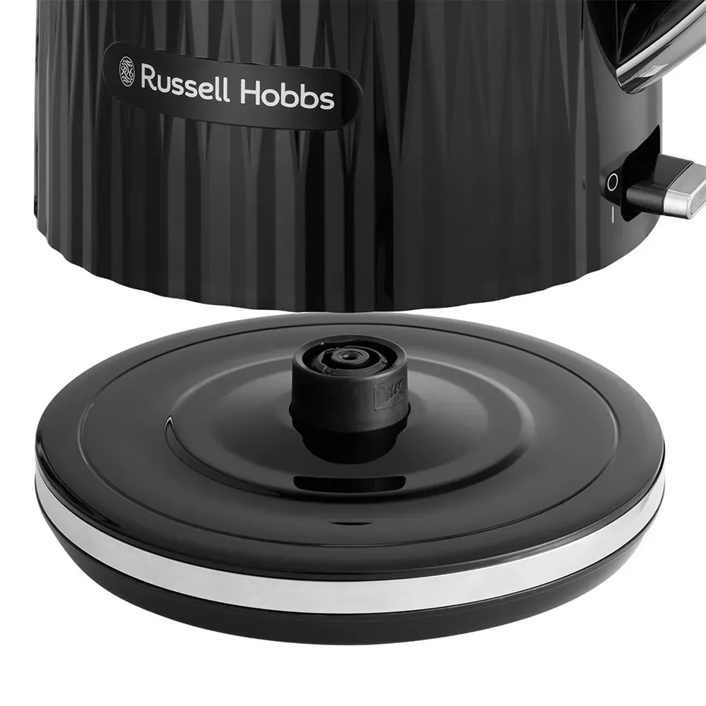 Електрочайник Russell Hobbs Eden, 1.7л, із нержавіючої сталі та пластику, чорного кольору.