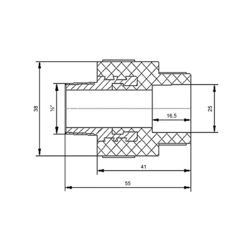 Муфта PPR 25х1/2" Белый Латунь Полифузное сваривание