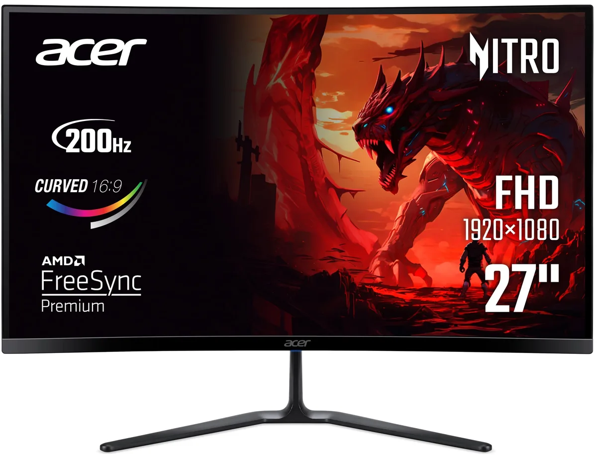 Монітор Acer VA 27" 200Hz 1ms FreeSync Premium вигнутий чорний