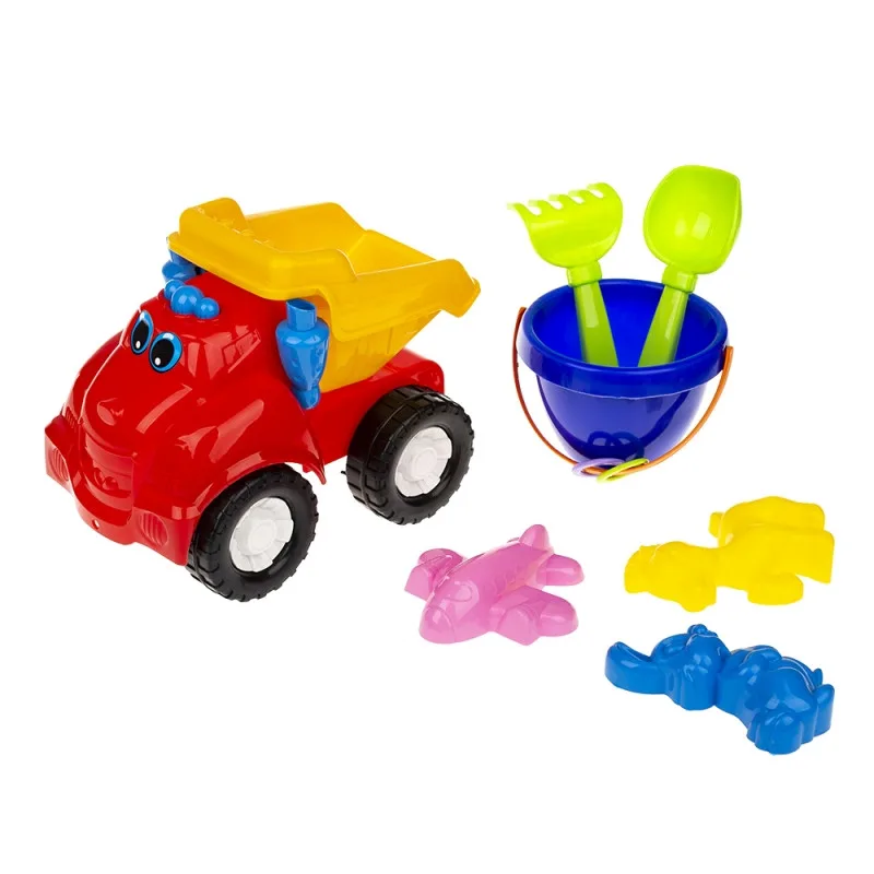 Игрушечный самосвал Colorplast пластик 30х20х15 см Красный с набором для песочницы