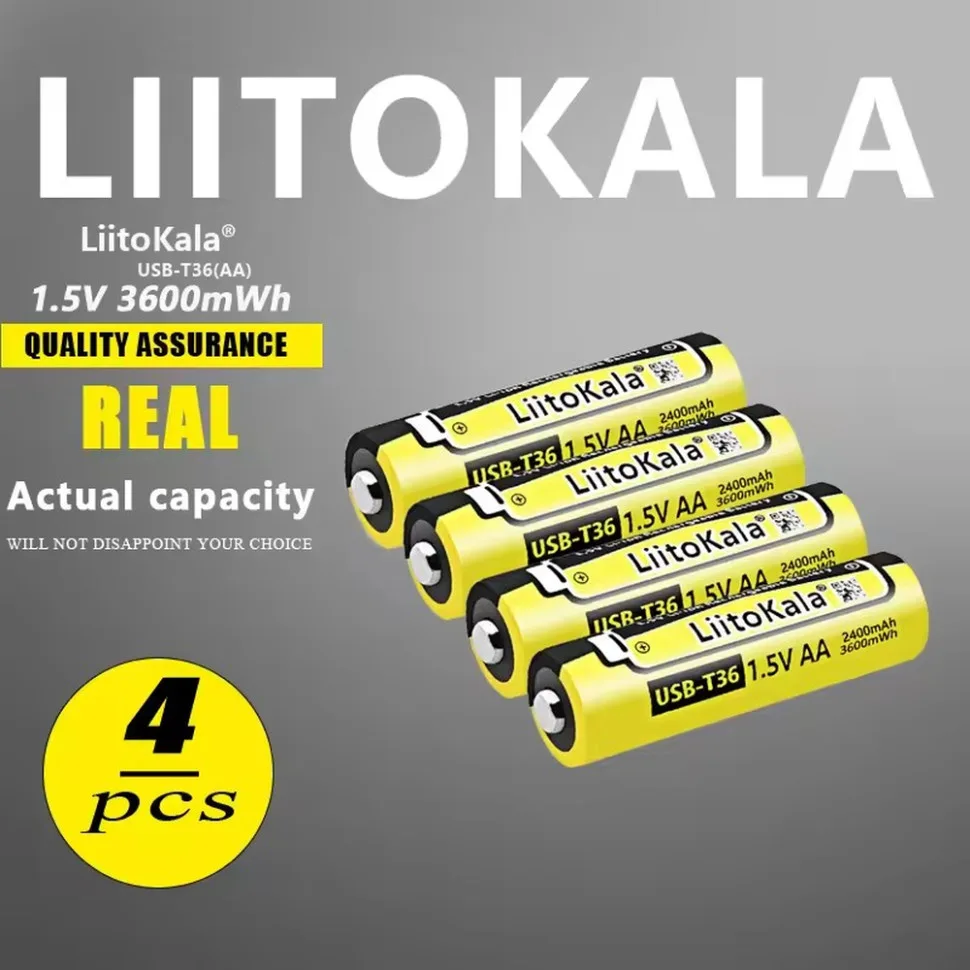 Набір акумуляторів LiitoKala 4 шт AA літій 2400 мАг 51х14 мм вогнестійкий полікарбонат