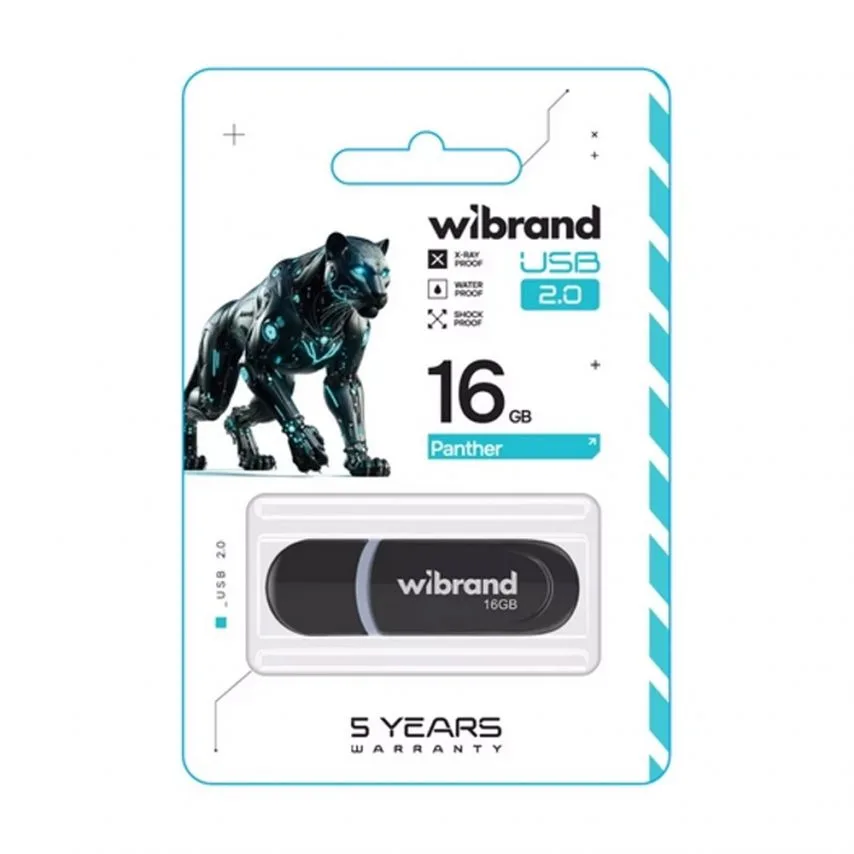 Флеш-пам'ять USB Wibrand 16Гб пластиковий чорний
