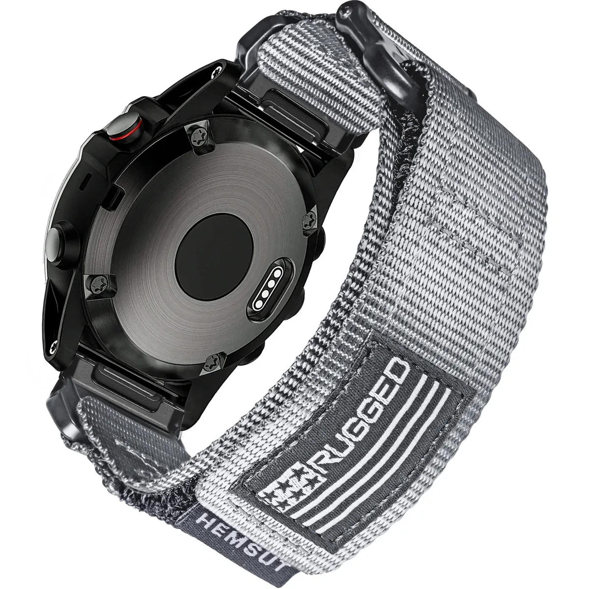 Ремінець Hemsut нейлоновий 20 мм сірий для Garmin QuickFit 15,5 см