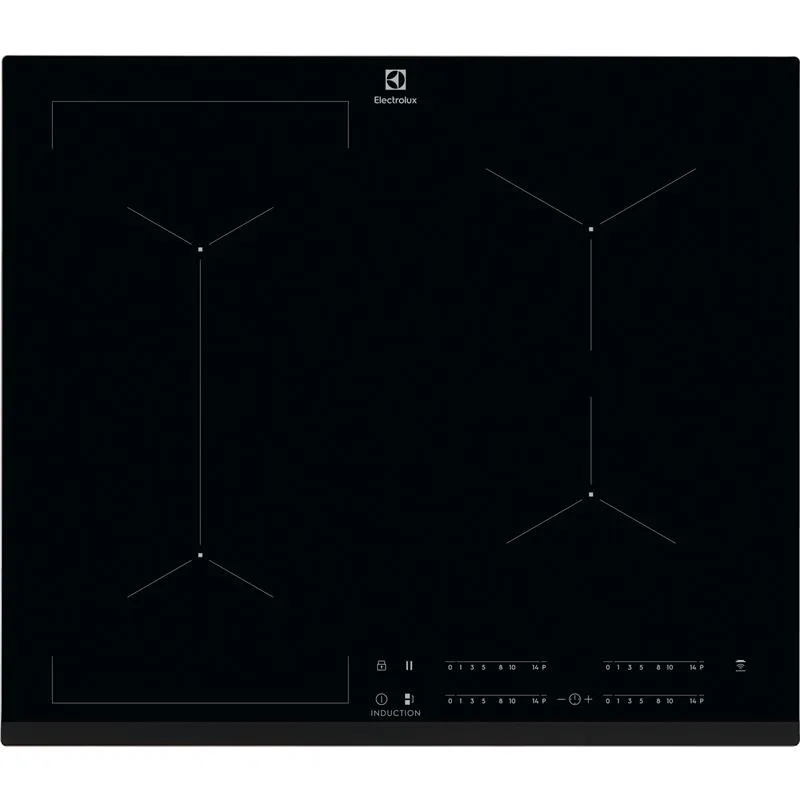 Індукційна варильна панель Electrolux, 60 см, з розширеною зоною, Hob2Hood, чорного кольору.