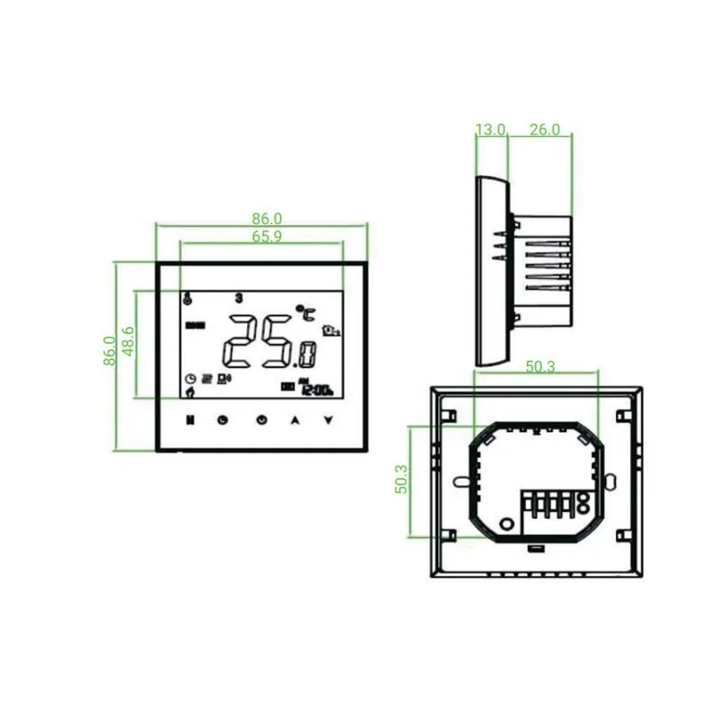 Тижневий термостат Thermo Alliance BHT-3000-GBLW WiFi 16A NTC 86х26х86 мм ABS