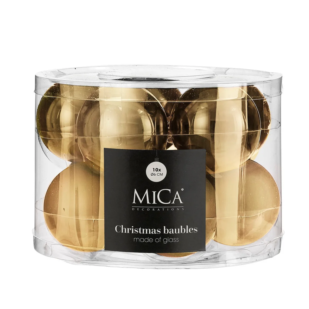 Ялинкові кулі Mica Decorations скляні 6 см золоті 10 шт