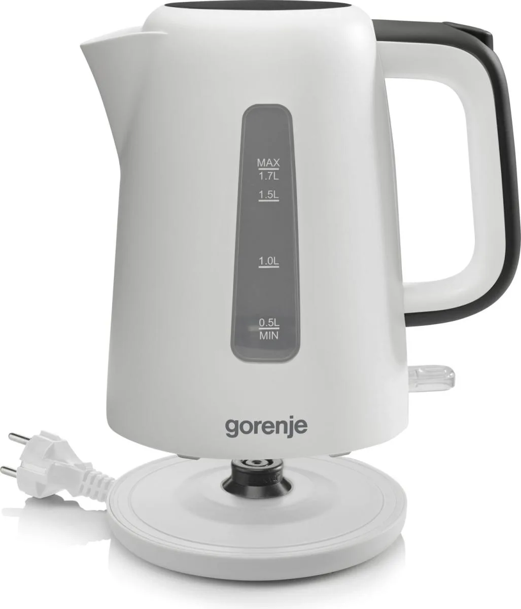 Електричний чайник Gorenje 1.7 л, контроль Strix, пластиковий корпус, білий.