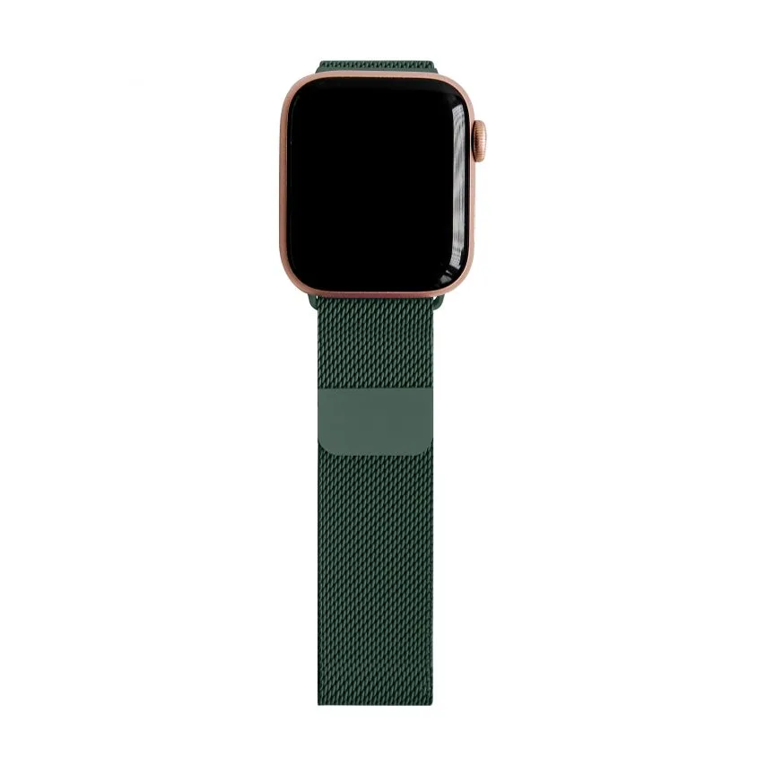Ремешок Apple металлический 38-40 мм темно-зеленый миланская петля.