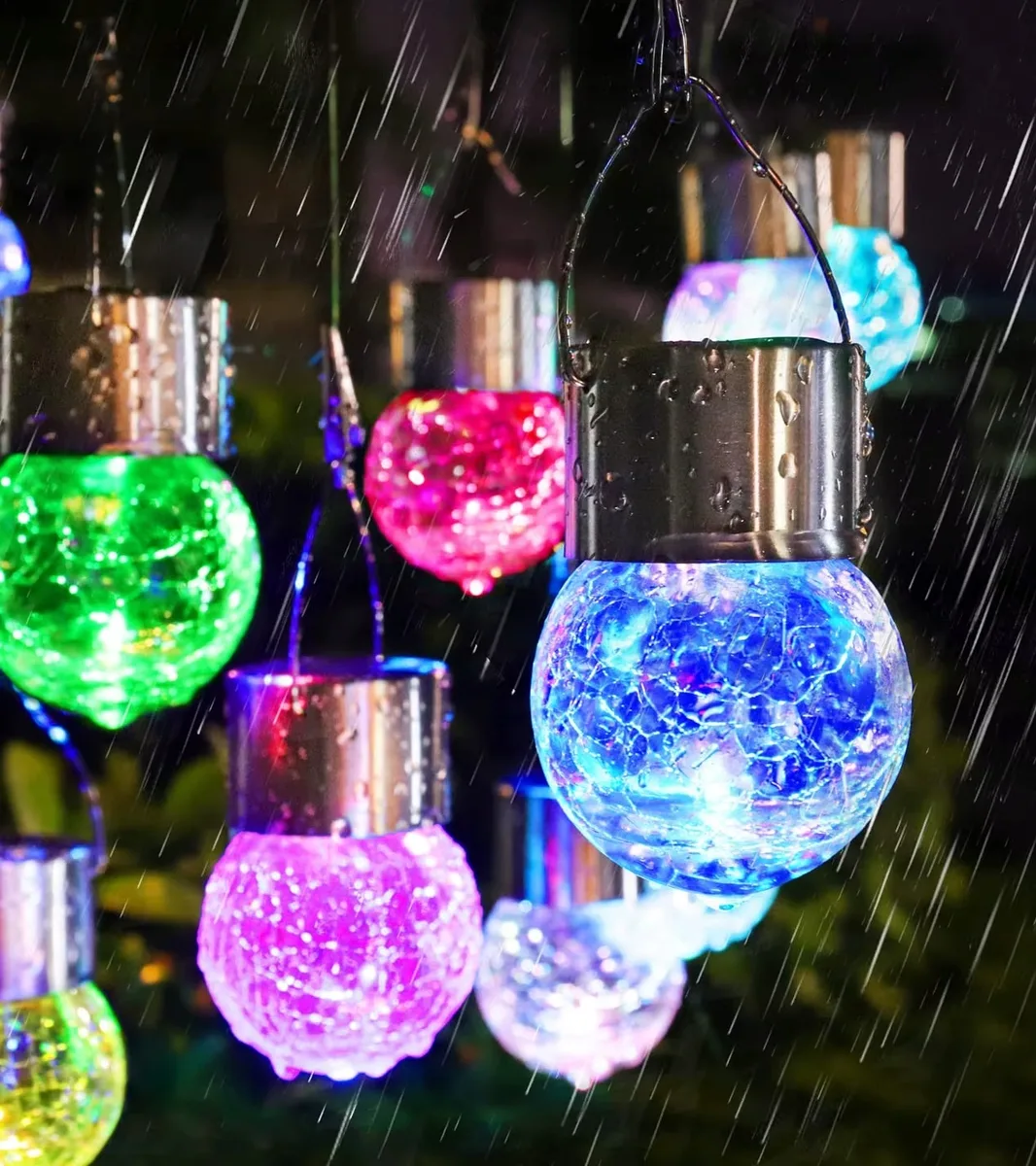 Подвесная солнечная лампа SuperLED Стеклянный шар RGB 60х60х80 мм 6шт