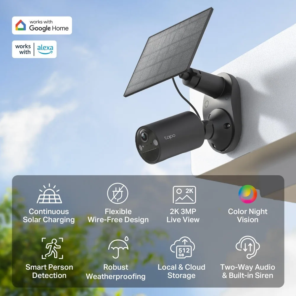 Комплект умной беспроводной камеры TP-LINK TAPO C411 KIT 2K QHD и солнечной панели.