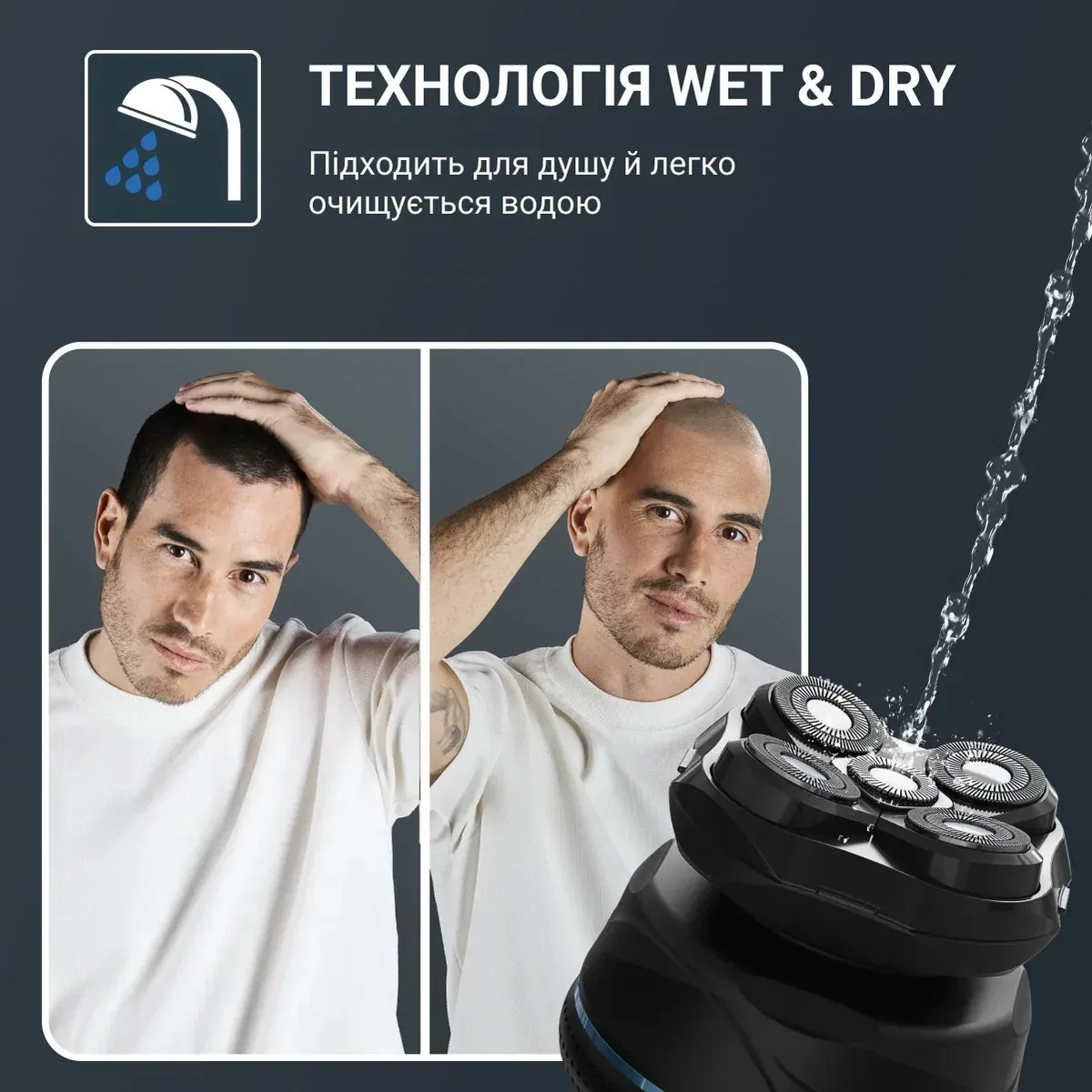 Электробритва Rowenta роторная 5 головок Li-Ion черная синяя Wet & Dry
