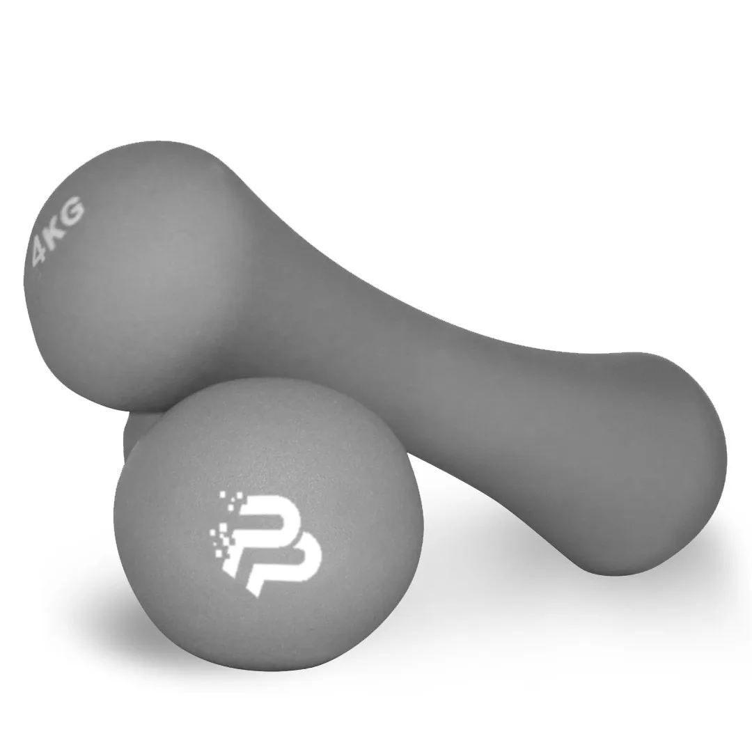 Гантелі Active Point неопренові 2*4 кг сірі пара 2 шт + резинка для фітнесу 7,5 кг
