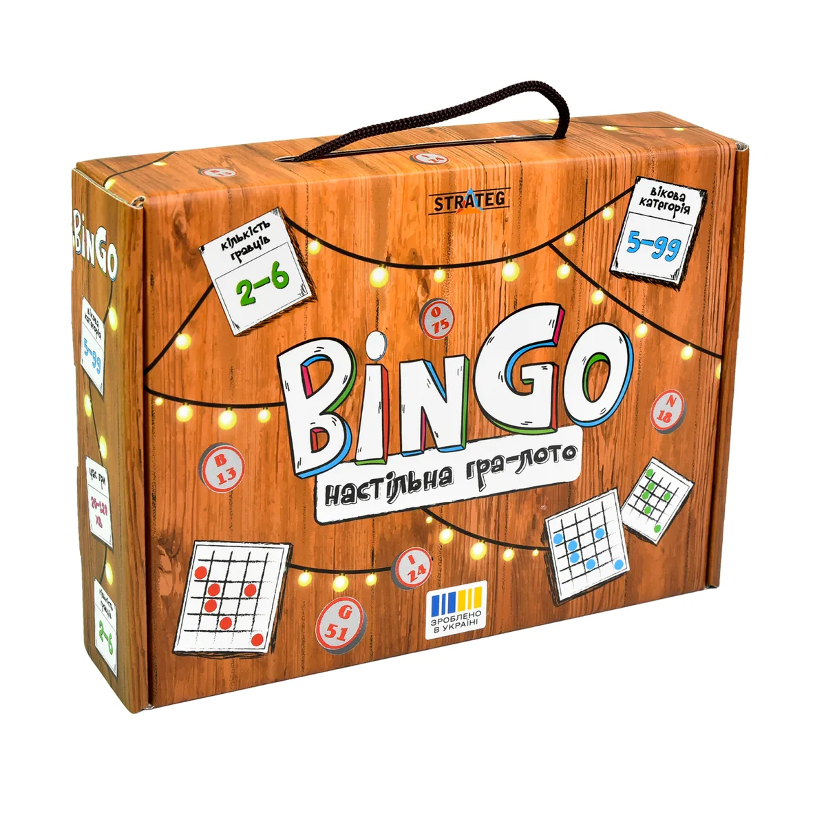 Настільна гра Лото BinGo для дітей від 5 років 2-6 гравців картонна 24,6х18,3х5,5 см