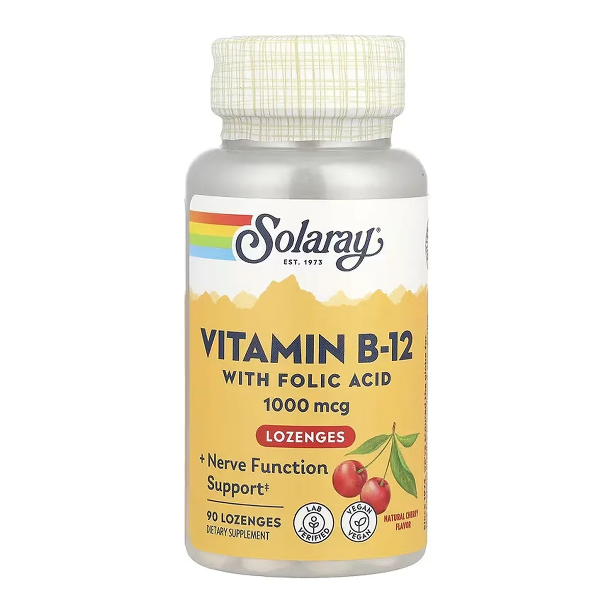 Vitamin B-12 1000mcg пастилки веганские 90 штук Solaray