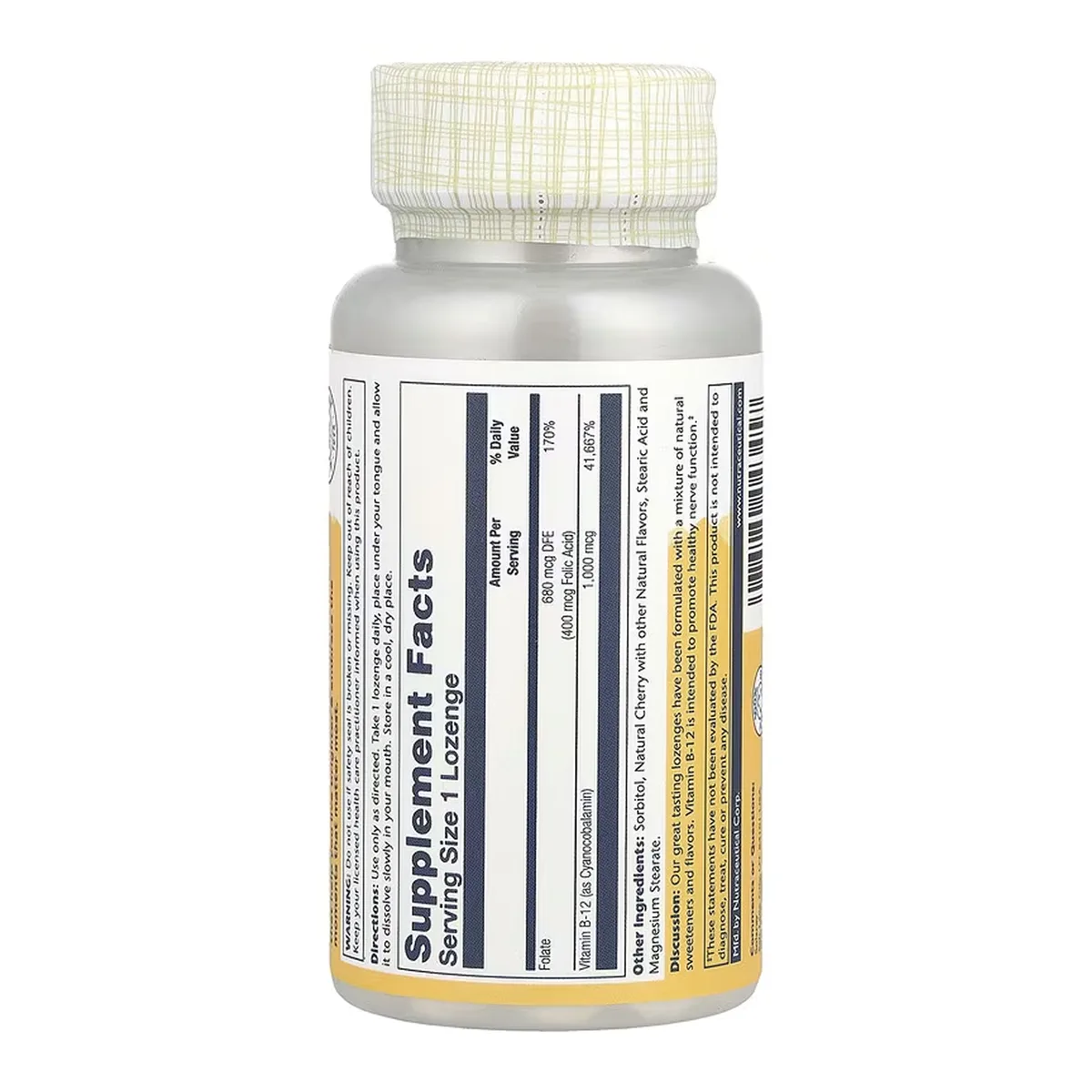 Vitamin B-12 1000mcg пастилки веганские 90 штук Solaray