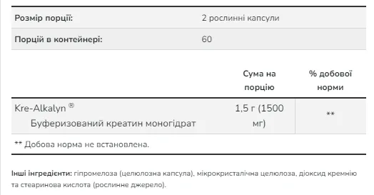 Креатин Now Foods Kre-Alkalyn 750 мг 120 капсул Веганський