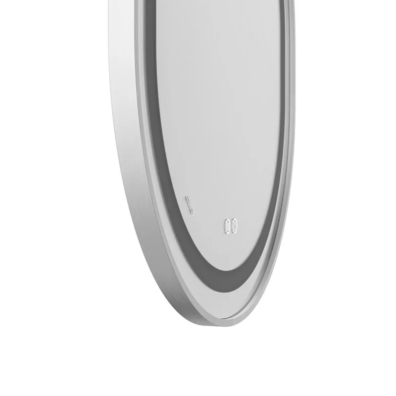 Дзеркало настінне LED з димером ELLIPSE 80x70 см Біле Безмідне скло
