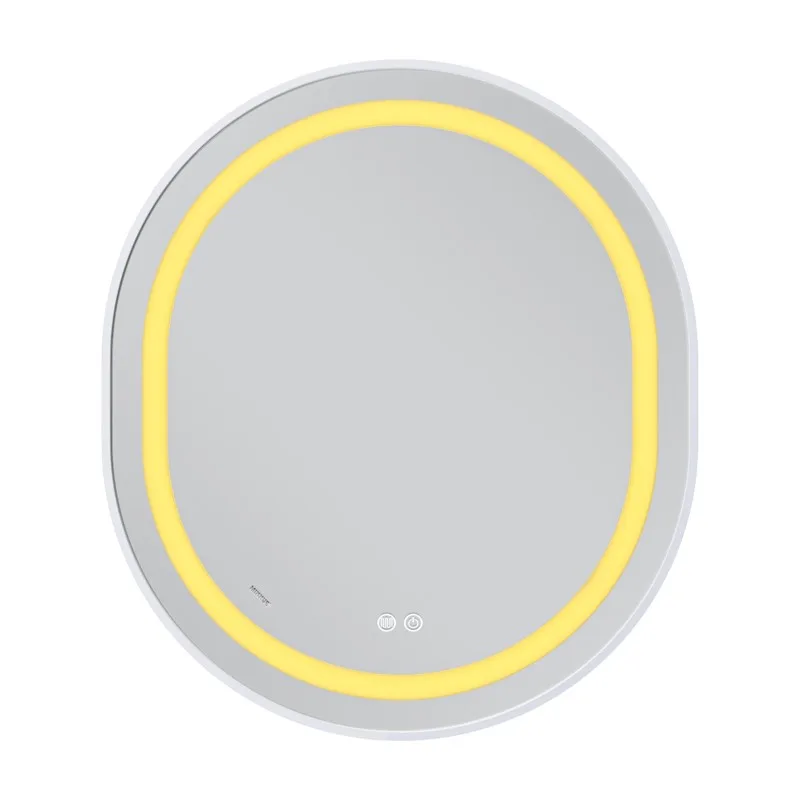 Дзеркало настінне LED з димером ELLIPSE 80x70 см Біле Безмідне скло