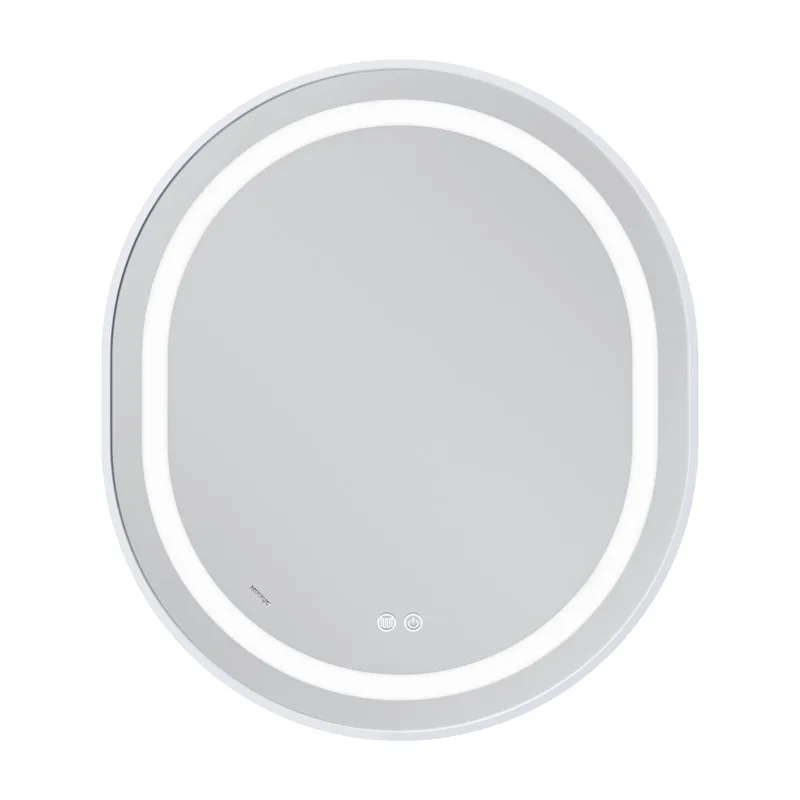Дзеркало настінне LED з димером ELLIPSE 80x70 см Біле Безмідне скло