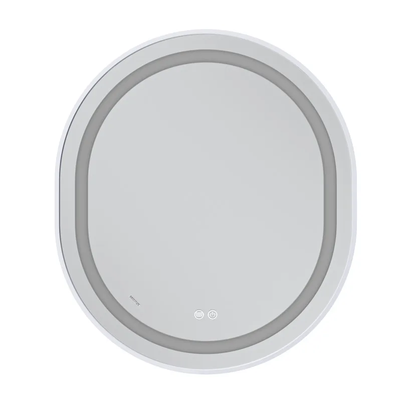 Дзеркало настінне LED з димером ELLIPSE 80x70 см Біле Безмідне скло