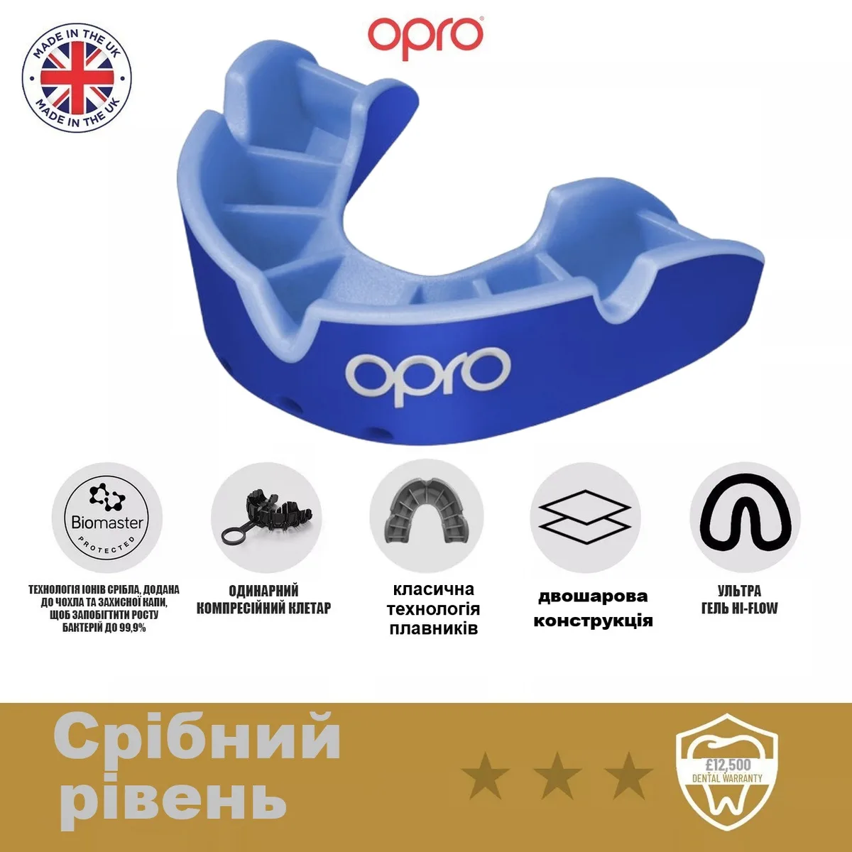 Капа OPRO термопластик доросла синя 11+