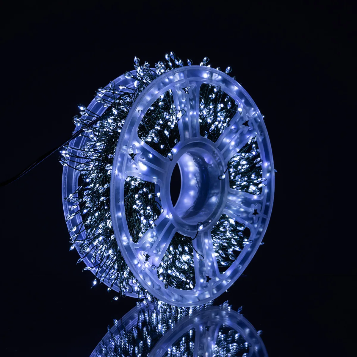 Новорічна гірлянда світлодіодна 100 м зелений провід біле сяйво 3000 LED