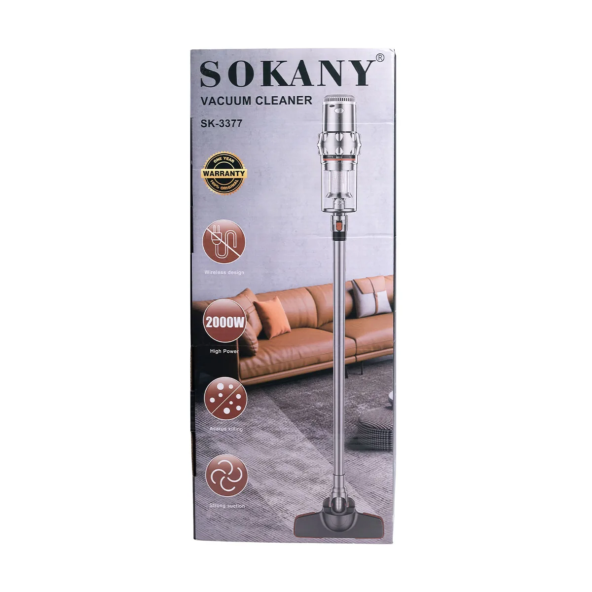 Ручний бездротовий пилосос Sokany 2000 Вт пластик 100 см сріблястий