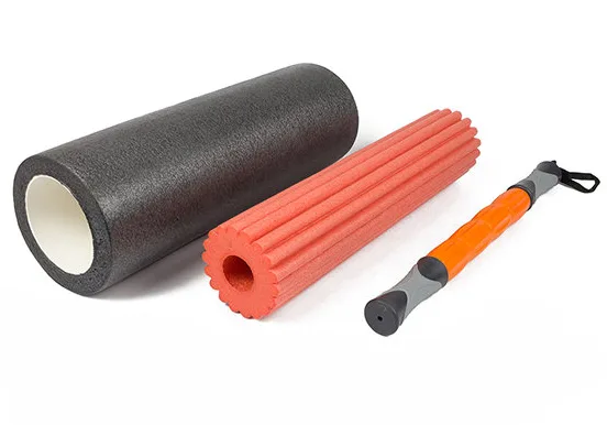 Масажний ролик EasyFit EVA 45 см Чорний-оранжевий 3 в 1