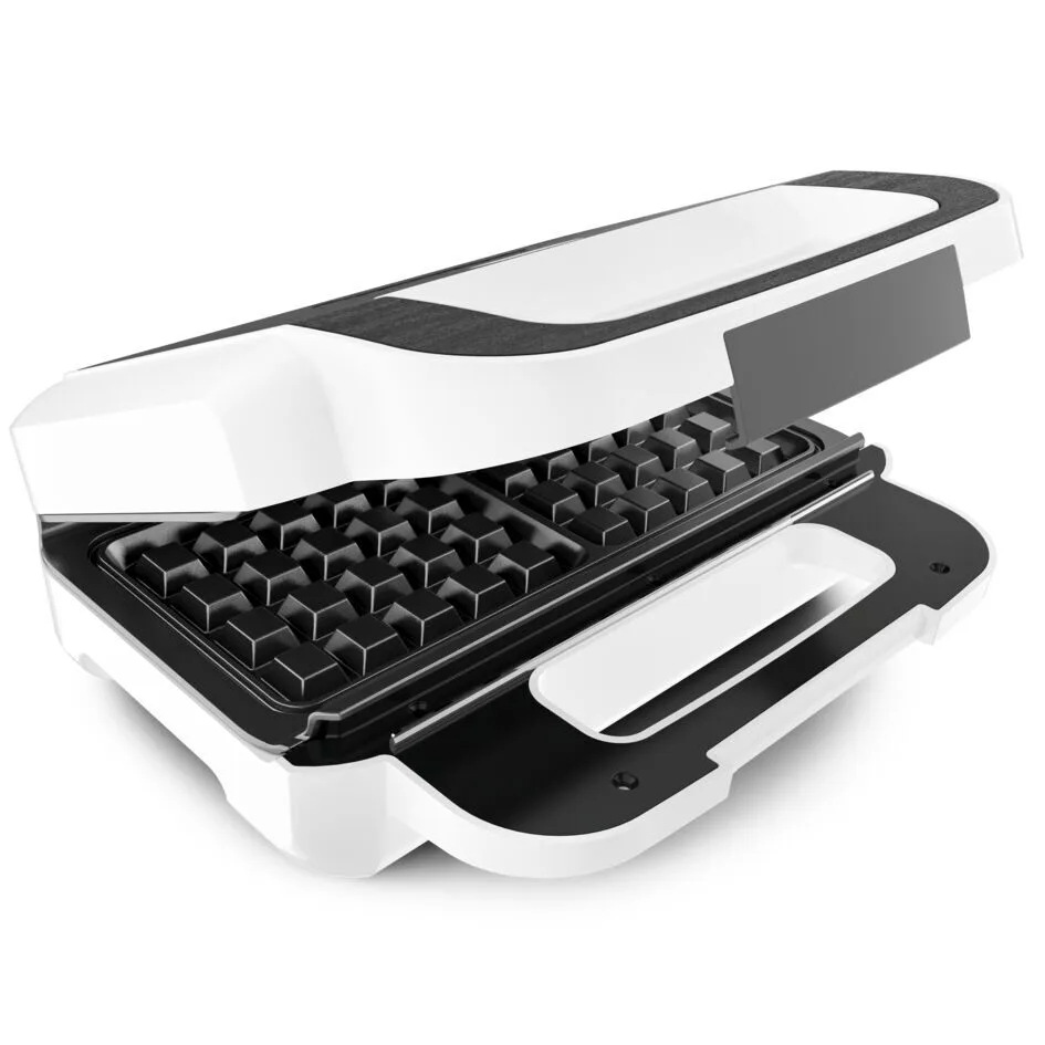 Мультимейкер Tefal Snack XL 850Вт, тефлонове покриття, 3 змінні пластини, пластиковий корпус, кольори білий та чорний.