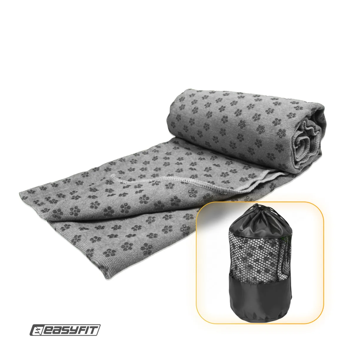 Полотенце для йоги EasyFit мікрофібра 183х63 см Сіре