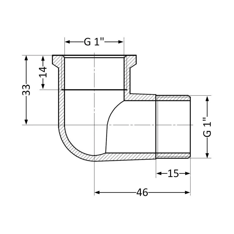 Куточок рівнопрохідний 1"x1" латунний Thermo Alliance SD42025