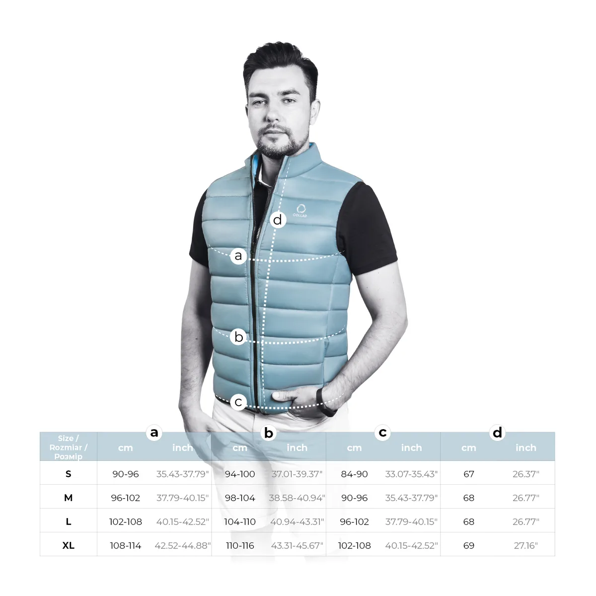 Жилет CoLLaR Vest чоловічий XL 69 см Нейлон сіро-блакитний
