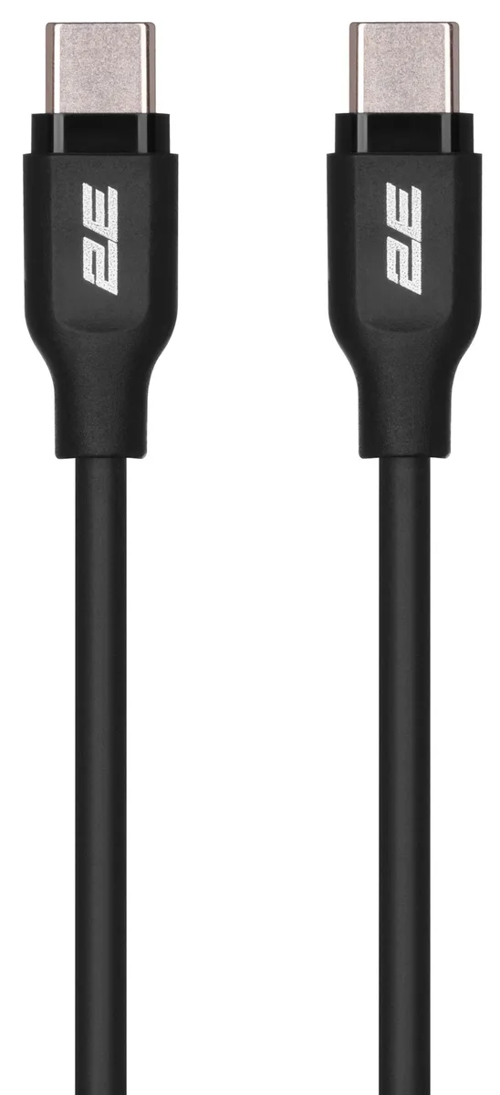 Кабель USB-C > USB-C заряджання/синхронізації 2E 1м, 60Вт Type-C, Glow, чорний