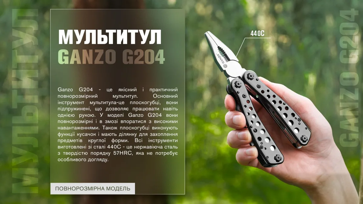 Мультитул Ganzo сталь 440С 165х105 мм черный