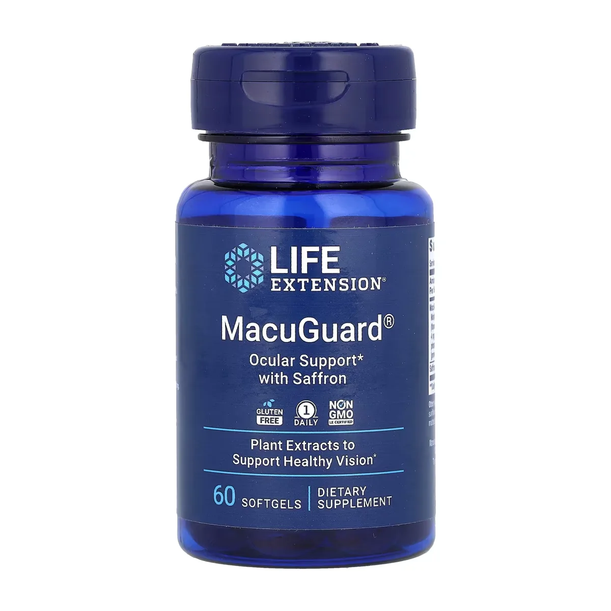 MacuGuard Ocular Support Life Extension 60 капсул без глютену без ГМО з шафраном