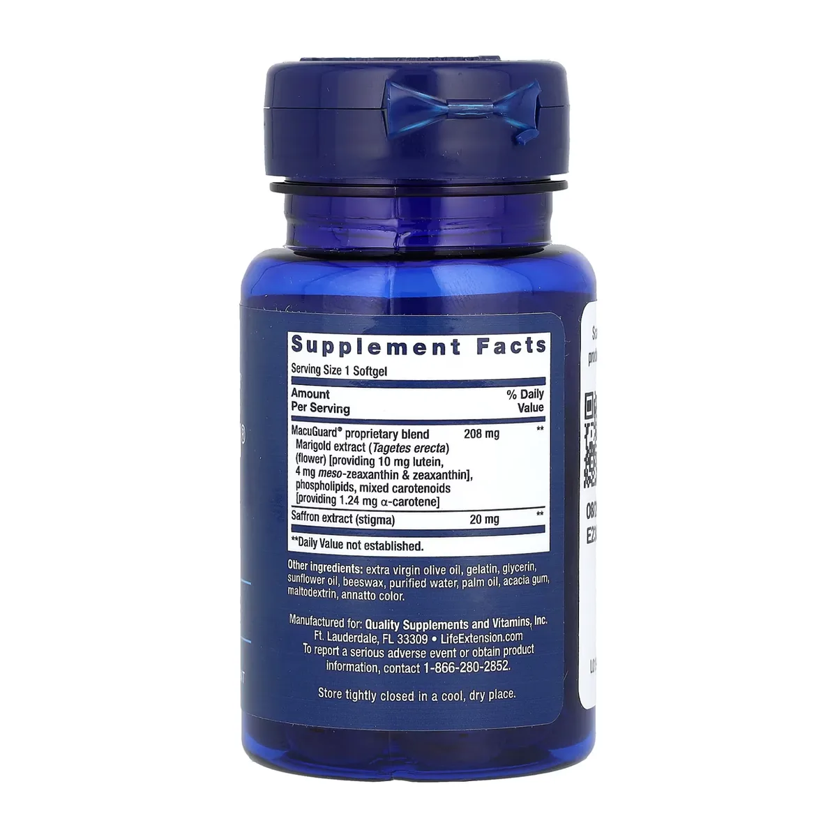 MacuGuard Ocular Support Life Extension 60 капсул без глютена без ГМО с шафраном