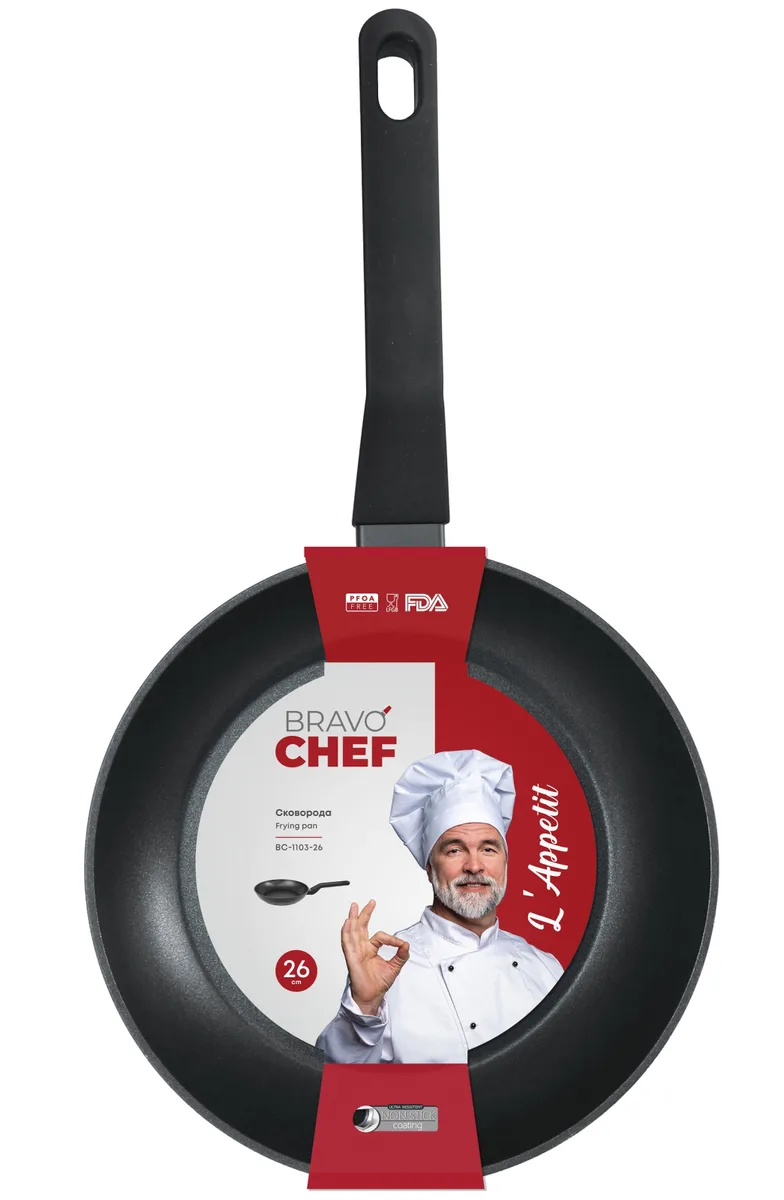 Сковорода Bravo Chef алюмінієва 26 см чорна