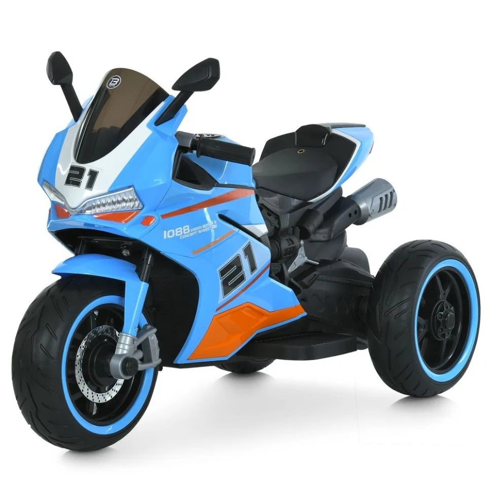 Дитячий електромобіль мотоцикл Bambi Racer 123x59x74 см пластик синій