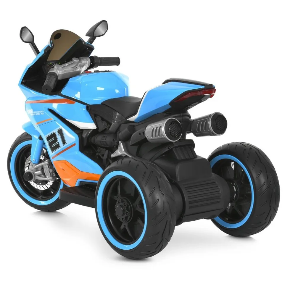 Дитячий електромобіль мотоцикл Bambi Racer 123x59x74 см пластик синій