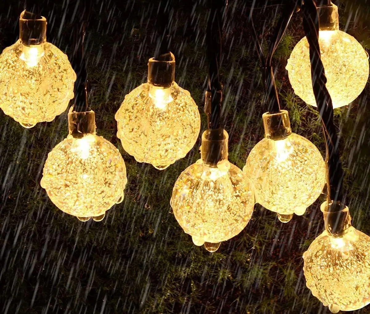 Солнечная гирлянда SuperLED пластиковая 19 м теплый белый свет 100 LED-шаров