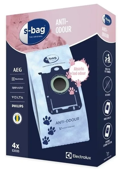 Мешки для пылесосов Electrolux S-Bag против запахов, объем 35л, комплект из 4 штук