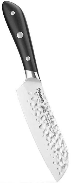 Ніж сантоку Fissman нержавіюча сталь 13 см Hammered Steel чорний