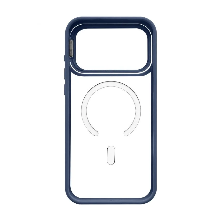 Чохол MagSafe для iPhone 17 Pro Max пластик силікон синій з підставкою і захистом для камер