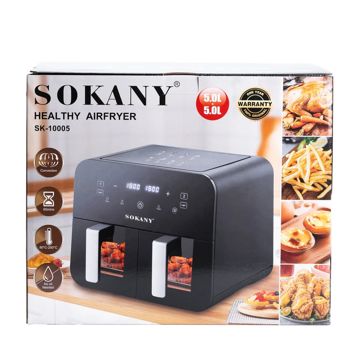 Аерофритюрниця SOKANY SK-10005 10 л сенсорна 2400 Вт пластик чорна