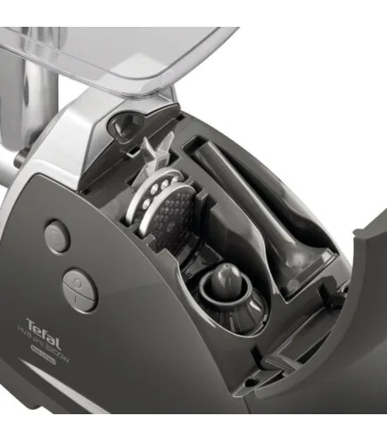 М'ясорубка Tefal 2000Вт пластик метал чорна 4.58кг/хв 3 решітки насадки для ковбас кеббе терки