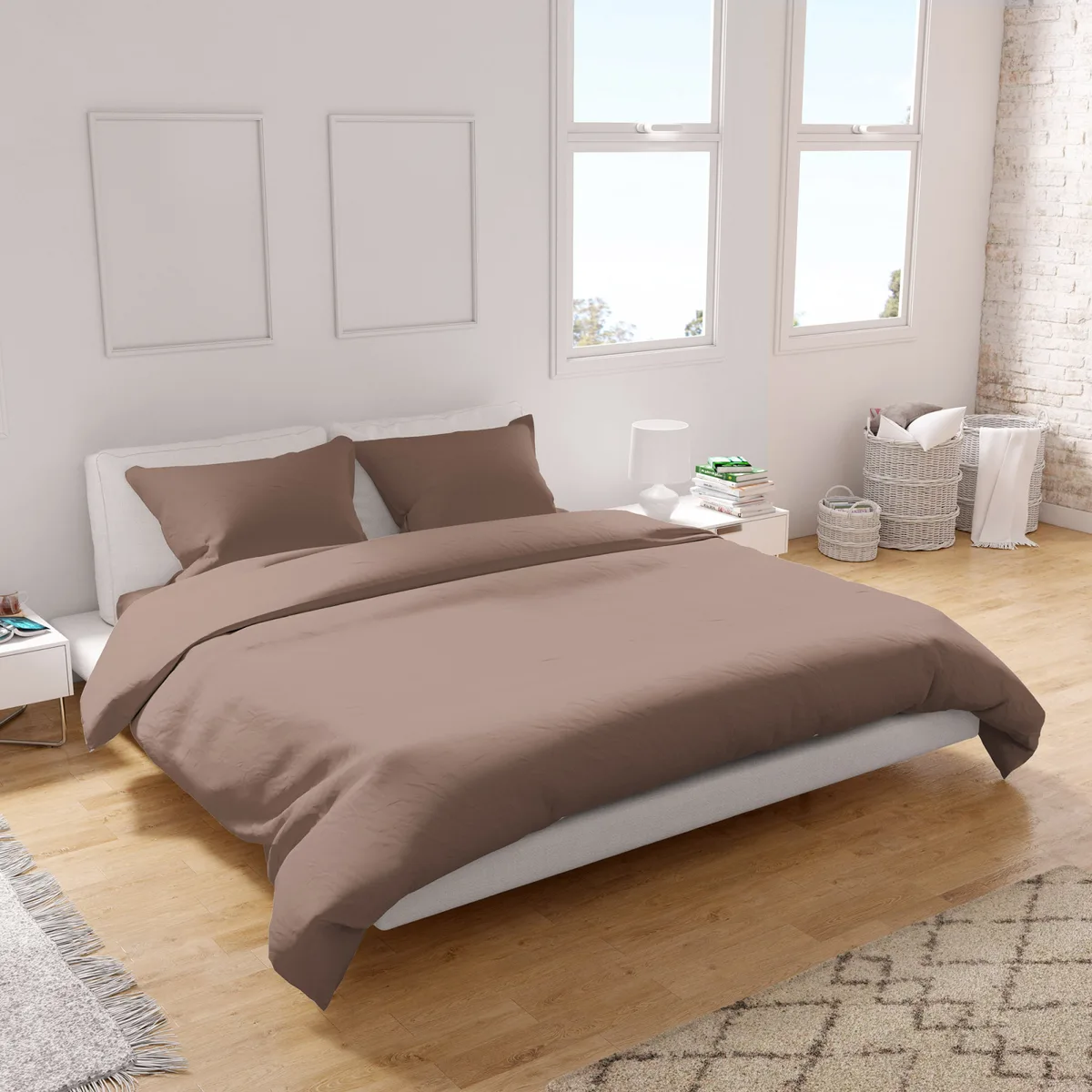 Сімейний комплект постільної білизни Home Line Сатин 235х260 Коричневий