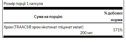Хелатований хром Swanson 200 мкг 180 капсул