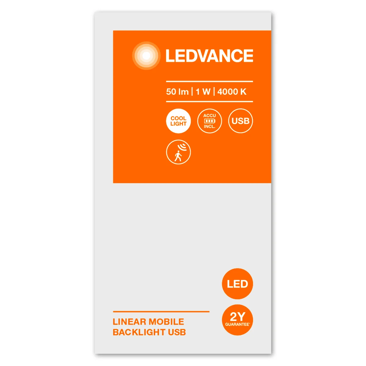 Світильник з акумулятором LEDVANCE LINEARLED MOBILE 1Вт 4000K 50Лм 200мм 500мА•год датчик руху USB-A > microUSB білий